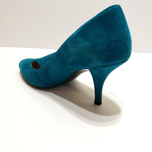 Charles Jourdan Green Suede Pumps Heel Shoes Sz 7 - Picture 10 of 14
